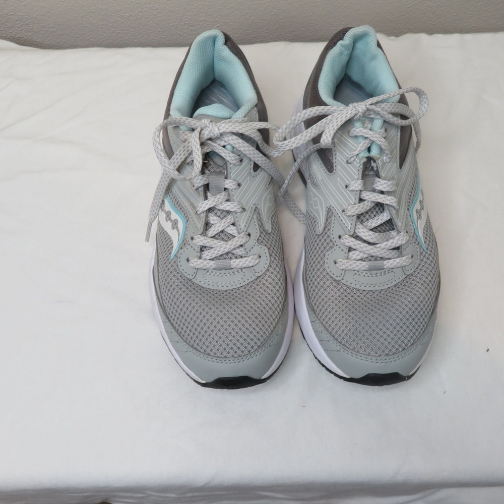 Saucony Cohesion 15 Womens Grey Light Blue Running Shoes S10704-1 Size 7